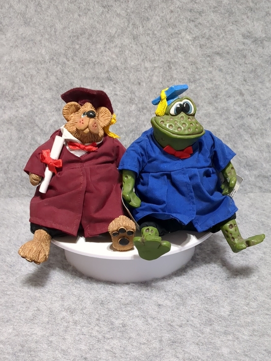 Russ Other - Vintage Russ Graduation Bear And Frog Set Of 2 Figures NWT
